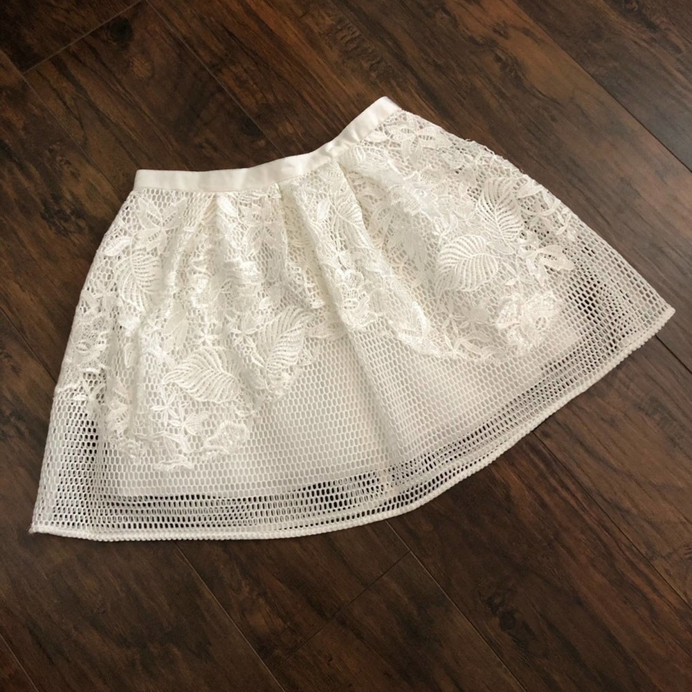Ark & Co White Sequin Mesh Floral Skirt